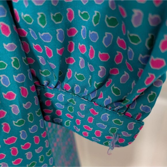 Vintage 80s Talbots Secretary Dress Womens Size 8 Blue Union Made Long Sleeve - Picture 4 of 16